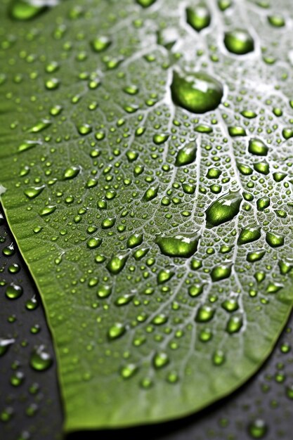 a 3D rendering of a dewdrop maze on a single leaf