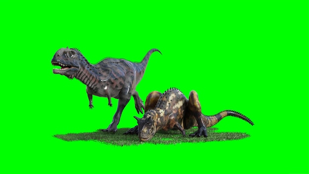 3d rendering of a dinosaur creature on green background