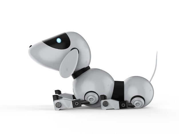 白い背景の上の3Dレンダリング犬ロボット