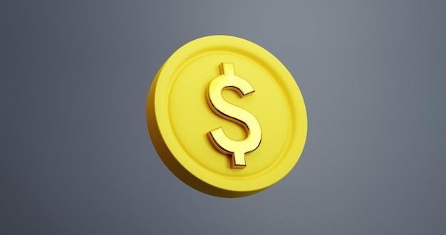 3d rendering of a dollar gold coin