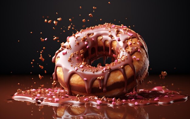 3d rendering of donut melting