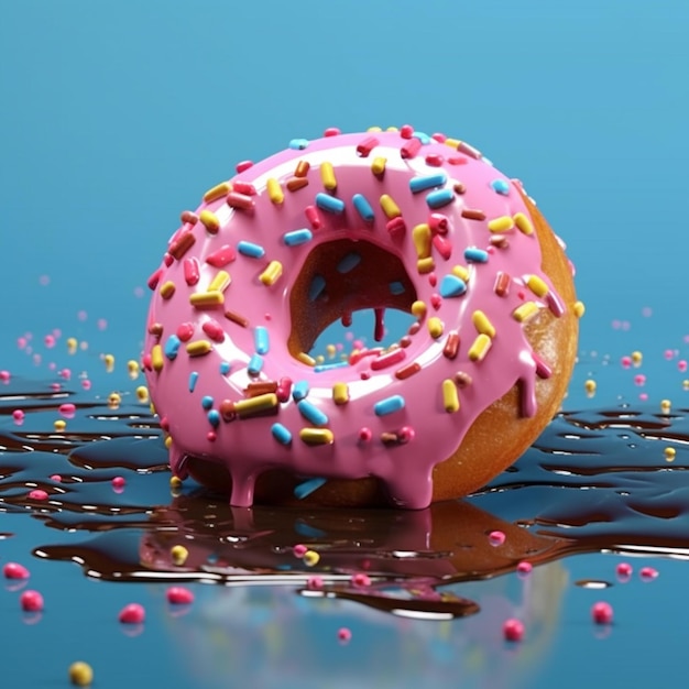 3d rendering of donut melting