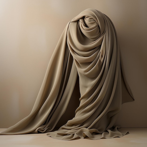 3d rendering of a draped cloth on a beige background