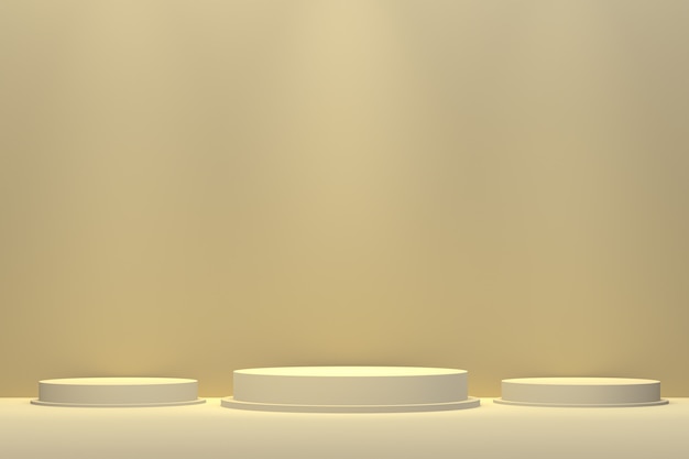 3D-rendering drie beige podia