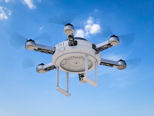 3d rendering drone camera flying in the sky