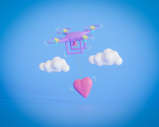 3d rendering drone quad copter icon to the sky