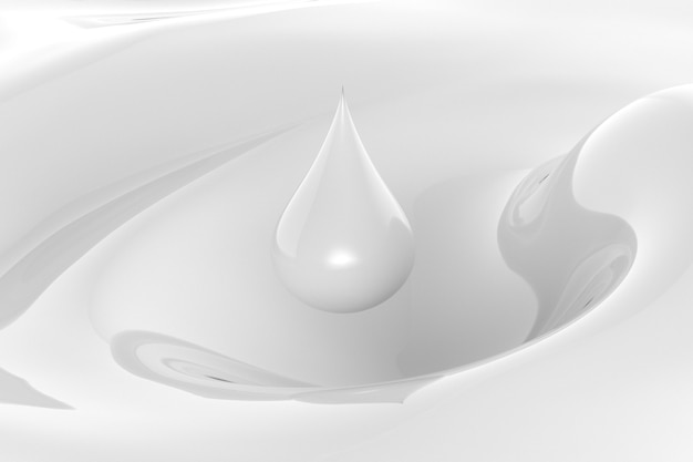 3D-rendering druppel melk