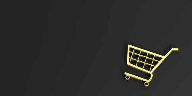 3d rendering e commerce symbol on black background