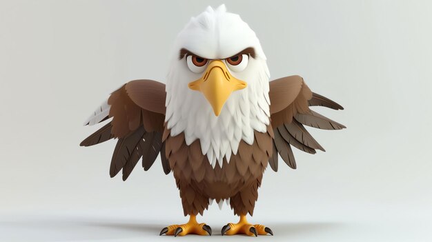 Photo a 3d rendering of an eagle with a serious expression on its face