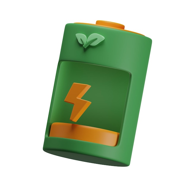 Photo 3d rendering of eco charging icon isolated on white background