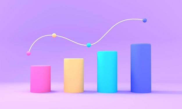 Foto 3d rendering crescita economica del mercato azionario o illustrazione del concetto di declino