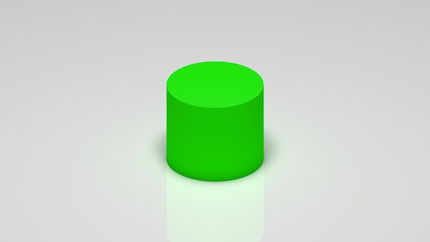 3D-rendering, een groene cilinder op een witte achtergrond
