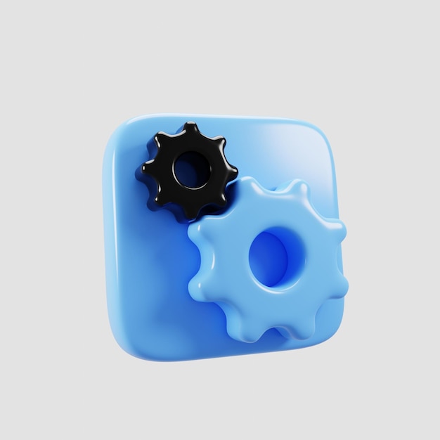 3d rendering eenvoudige blauwe versnellingsbak icon concept 3d illustratie