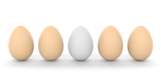 白い背景の上の 3 d レンダリングの卵
