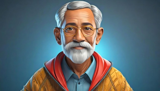 3d rendering of elder person portrait