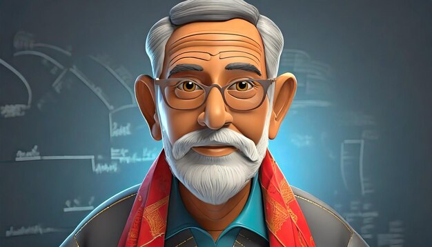 3d rendering of elder person portrait