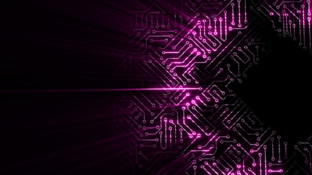 Photo 3d rendering of an electrical pulse passing through the circuits of a microcircuit