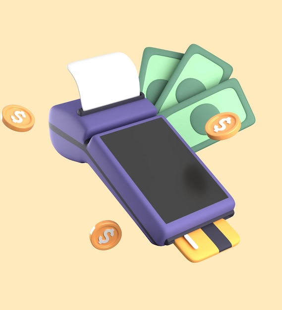 3d rendering of electronic cashless payments and secure transactions