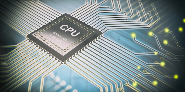 3d rendering electronic circuit cpu processor