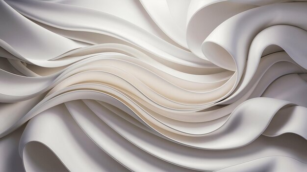 3D レンダリング エレガントな白い背景 流れる織物の波
