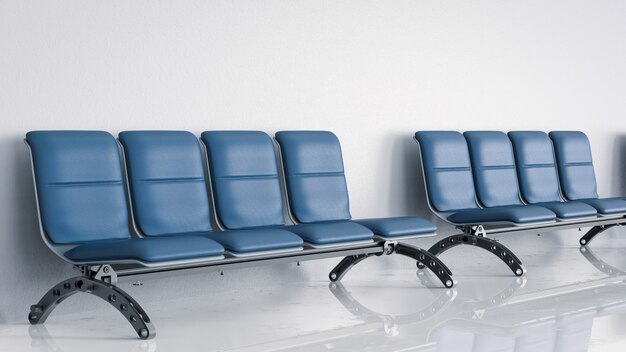 3d rendering empty airport seats