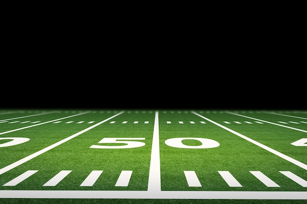 3d rendering empty american football field with stadium