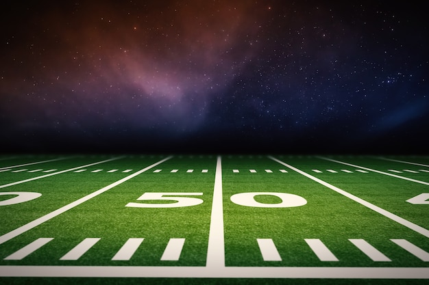Photo 3d rendering empty american football field with stadium