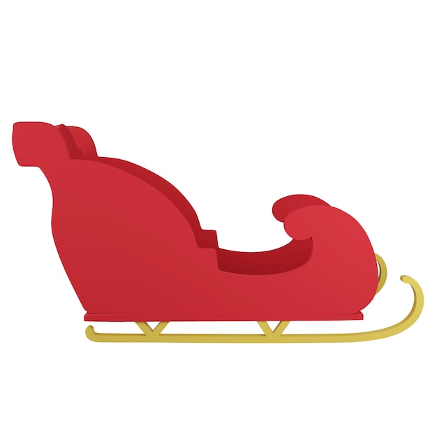 3D rendering empty Christmas sleigh isolated on white background 2