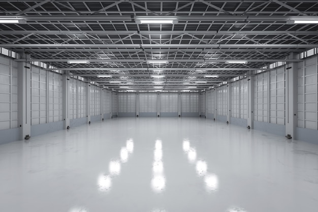 3d rendering empty factory interior or empty warehouse