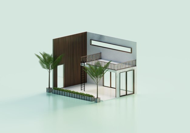 Photo 3d rendering empty interior room design in isometric view