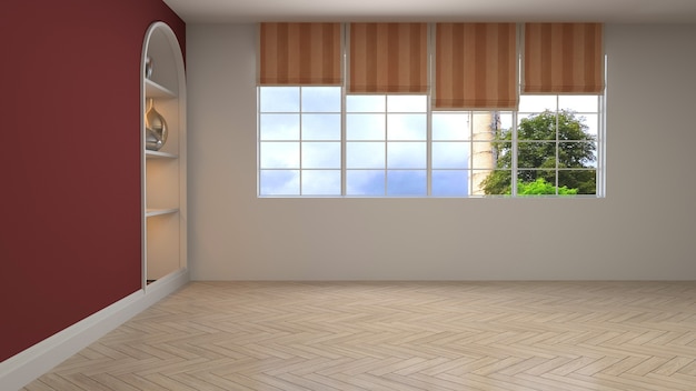 3D rendering of the empty interior room