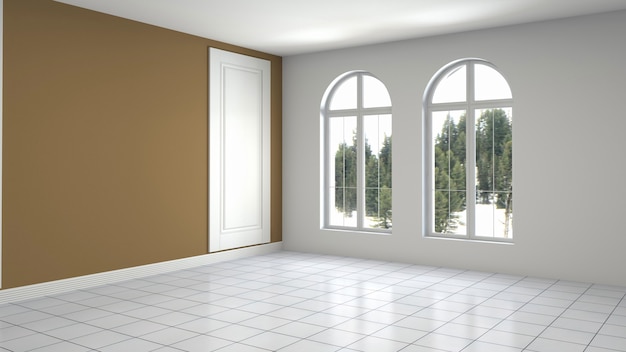 3D rendering of the empty interior room