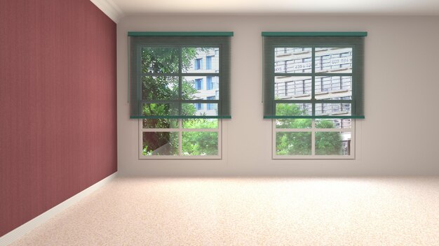 3D rendering of the empty interior room