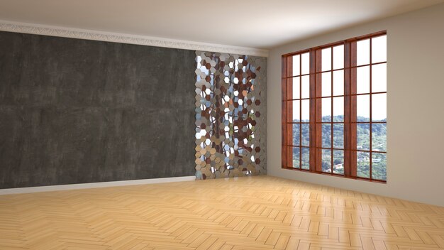 3D rendering of the empty interior room