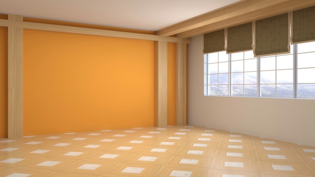 3D rendering of the empty interior room