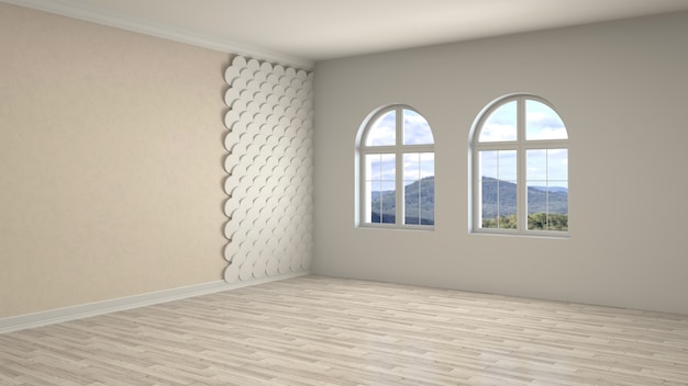 3D rendering of the empty interior room