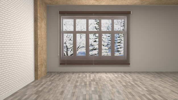 3D rendering of the empty interior room