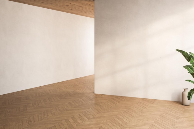 3d rendering of an empty living room with sunlight shine