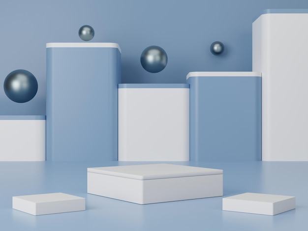 Photo 3d rendering empty podium with geometric shape