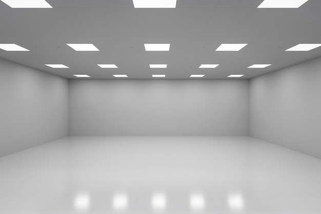 Photo 3d rendering empty room with white wall and floor