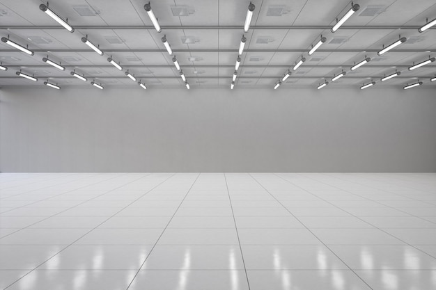 Photo 3d rendering empty room with white wall and floor