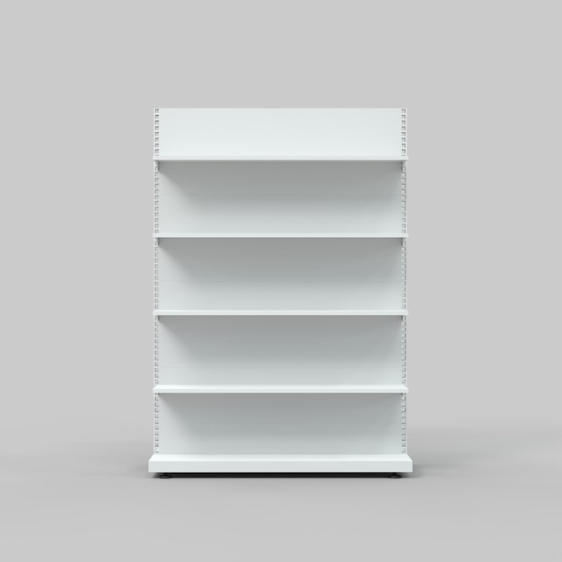 Photo 3d rendering empty shelf grey background