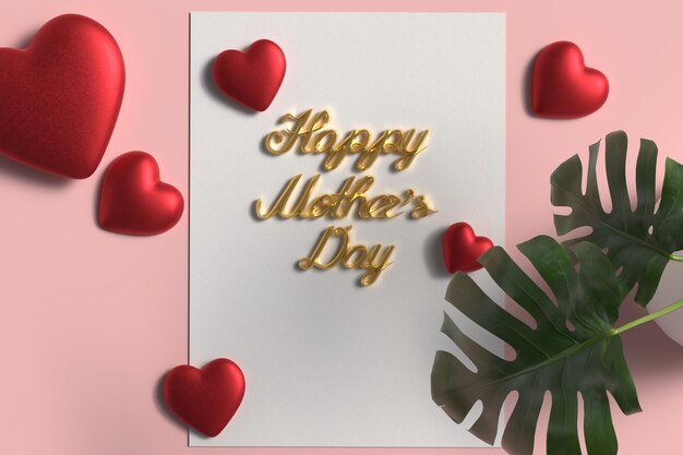 3D rendering empty space paper for mockup text mother day template