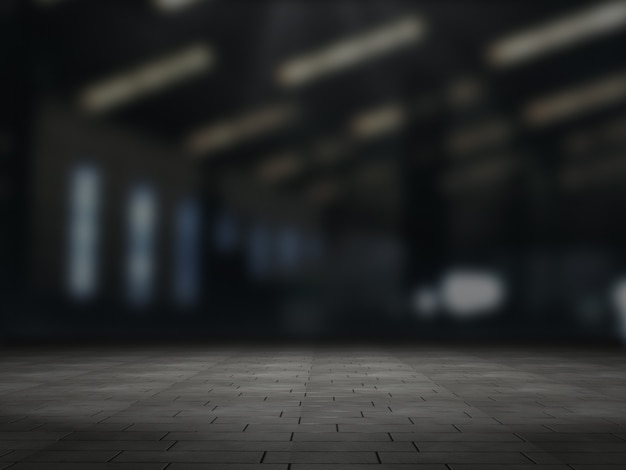 3D rendering of empty space in warehouse