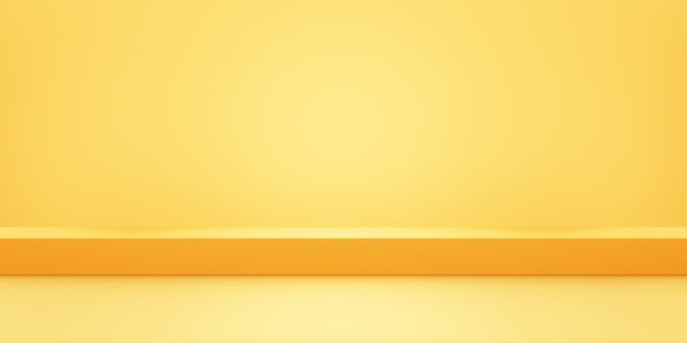 3d rendering of empty yellow orange abstract geometric minimal concept background.