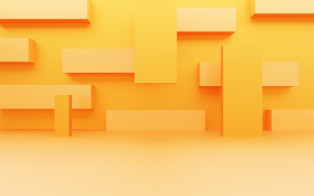 3d rendering of empty yellow orange abstract minimal background