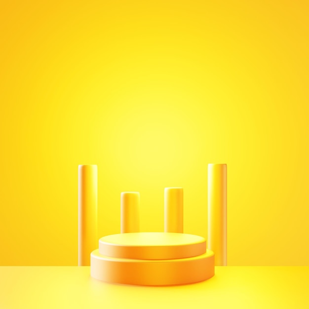 3d rendering of empty yellow podium abstract minimal background Scene for advertising