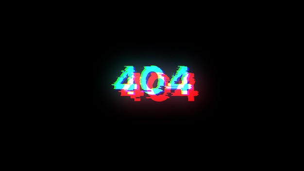 Ошибка 3D-рендеринга 404 текст с экрановыми эффектами технологических сбоев