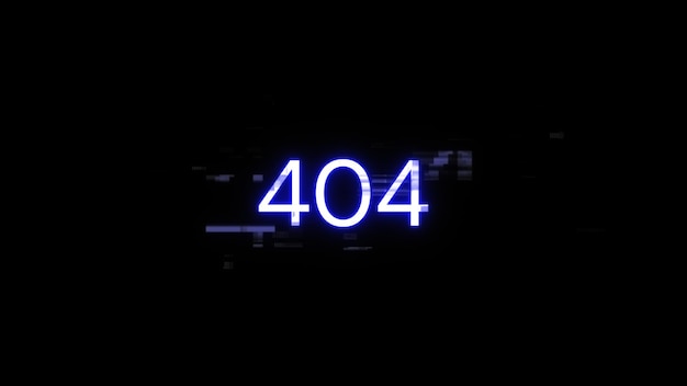 Ошибка 3D-рендеринга 404 текст с экрановыми эффектами технологических сбоев