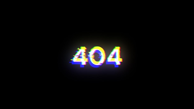 3D rendering error 404 text with screen effects of technological glitches